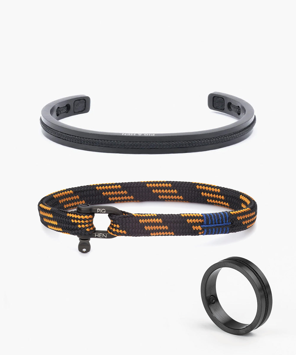 Vicious Vik Black - Rust Orange & Navarch Black & Navarch Ring Set